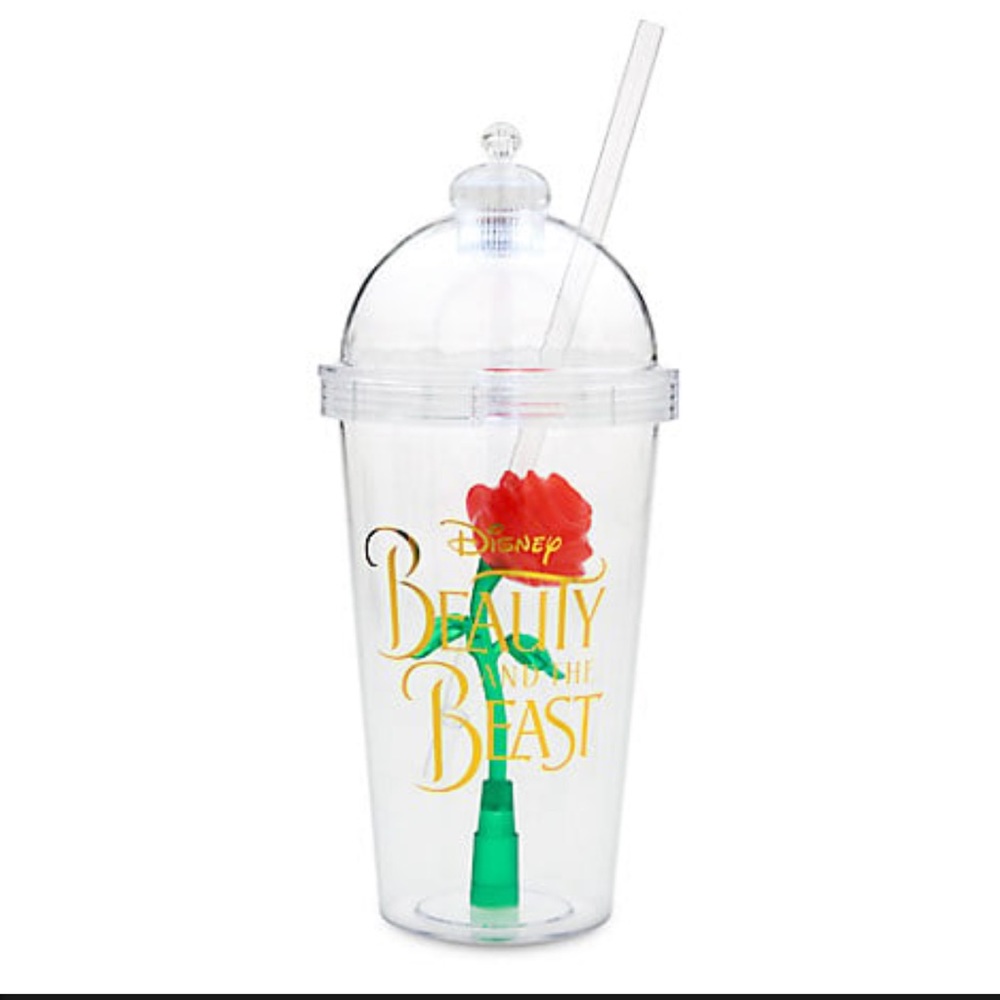 NWT Disney Tumbler with Straw - Beauty and the Beast - Enchanted Rose